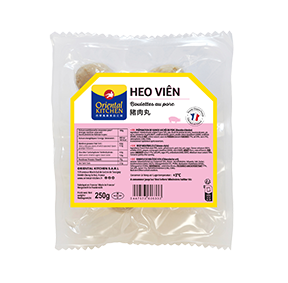 Boulette de porc Heo Vien 500g. Pork meatball Heo Vien 500g. Nouvel emballage. New packaging. Etiquette. Sticker.